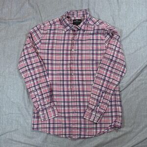 Rodd & Gunn Shirt Mens Large Pink Plaid Long Sleeve Sports Fit Linen‎ Cotton